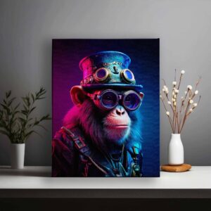 Cyberpunk monkey with a hat