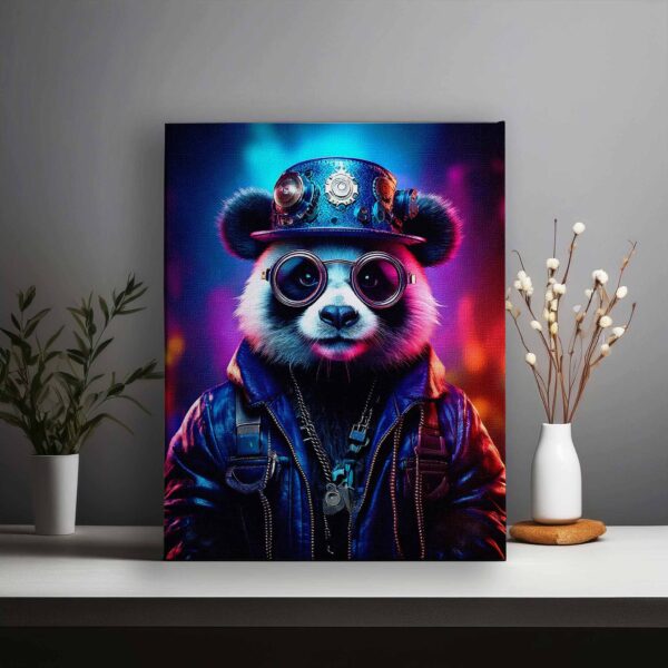 Cyberpunk Panda with a hat