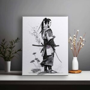 Young samurai with sword