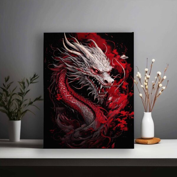 Dragon in red, black and white color combination 03