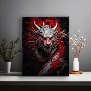 Dragon in red, black and white color combination 02