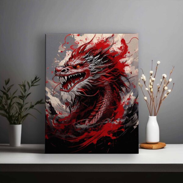 Dragon in red, black and white color combination 01