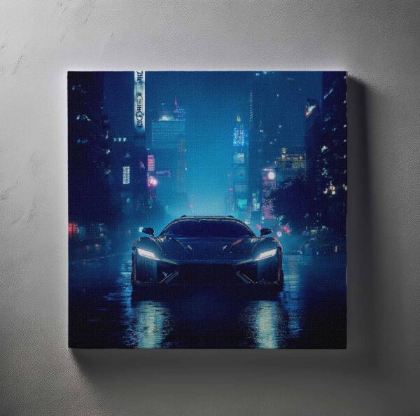 Sports cars in a rainy night of Cyberpunk city 03